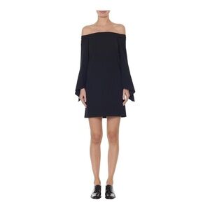 Tibi Structured Crepe Off-the-Shoulder Dress black